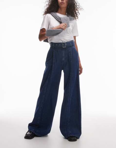 & Other Stories - Jeans ampi blu con cuciture sul davanti e cintura - view 1