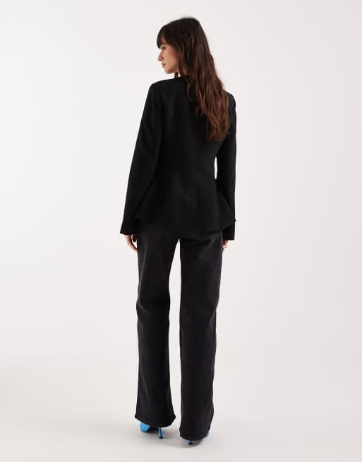 & Other Stories – Jeans in schwarzer Waschung mit mittelhohem Bund und weitem Bein, 3 von 5