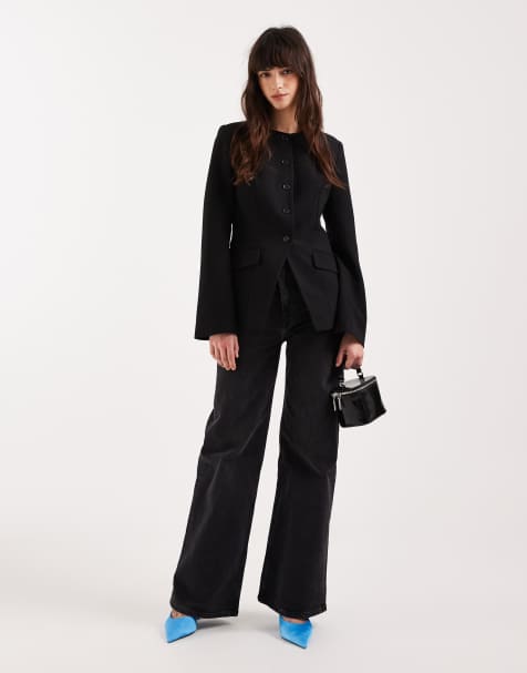 & Other Stories - Jeans met wijde pijpen en halfhoge taille in zwart met wassing - view 1