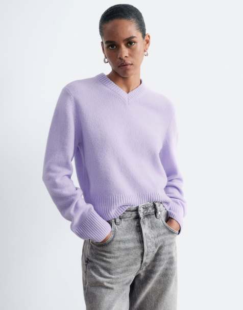 & Other Stories jersey de punto con cuello de pico y lana en lila - view 1