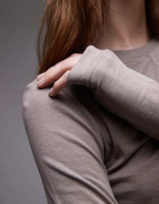& OTHER STORIES JERSEY FITTED LONG SLEEVE TOP WITH FRONT SEAM 