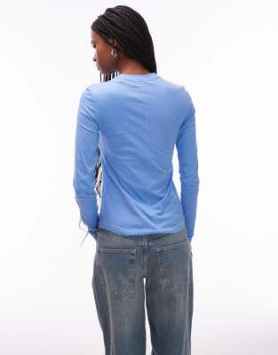 & OTHER STORIES JERSEY FITTED LONG SLEEVE TOP WITH FRONT SEAM 