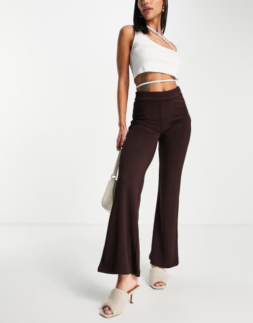 & Other Stories jersey flare trousers in brown | ASOS