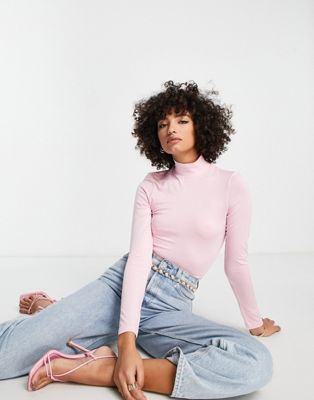 & Other Stories jersey high neck top in pink - ASOS Price Checker