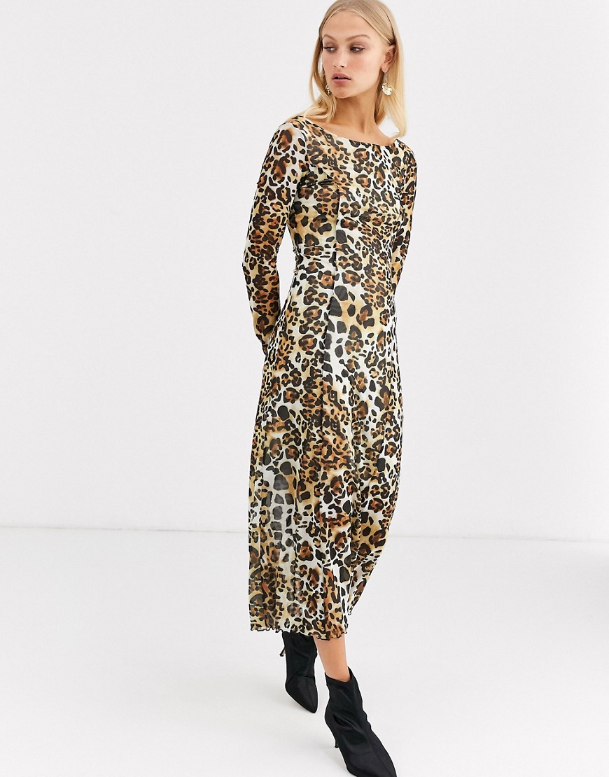 & Other Stories - Jersey jurk met lange mouwen in luipaardprint-Multi