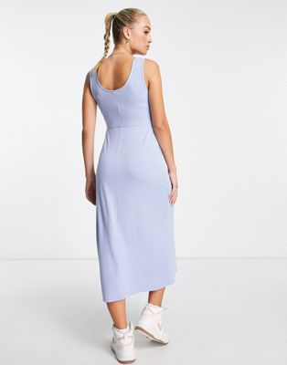 & Other Stories jersey knit tie front midi dress in blue | ASOS