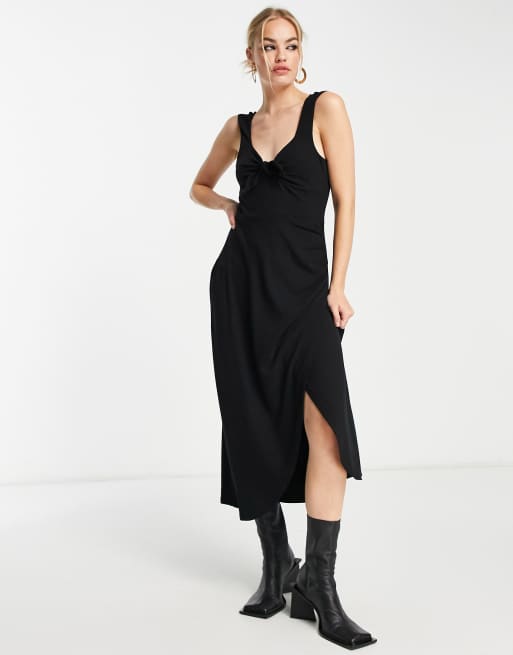 Jersey knit midi clearance dress