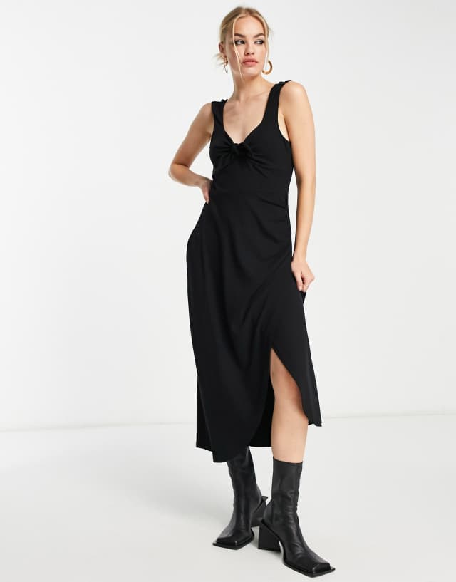 & Other Stories jersey knit tie front wrap midi dress in