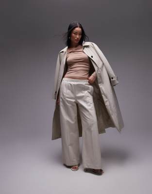 & Other Stories Jersey Long Sleeve Top With Knotted Neckline Detail In Neutral