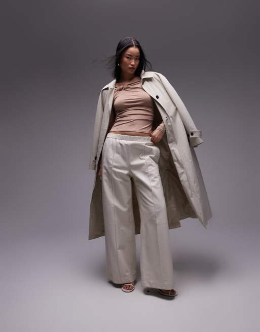 & Other Stories jersey long sleeve top with knotted neckline detail in beige