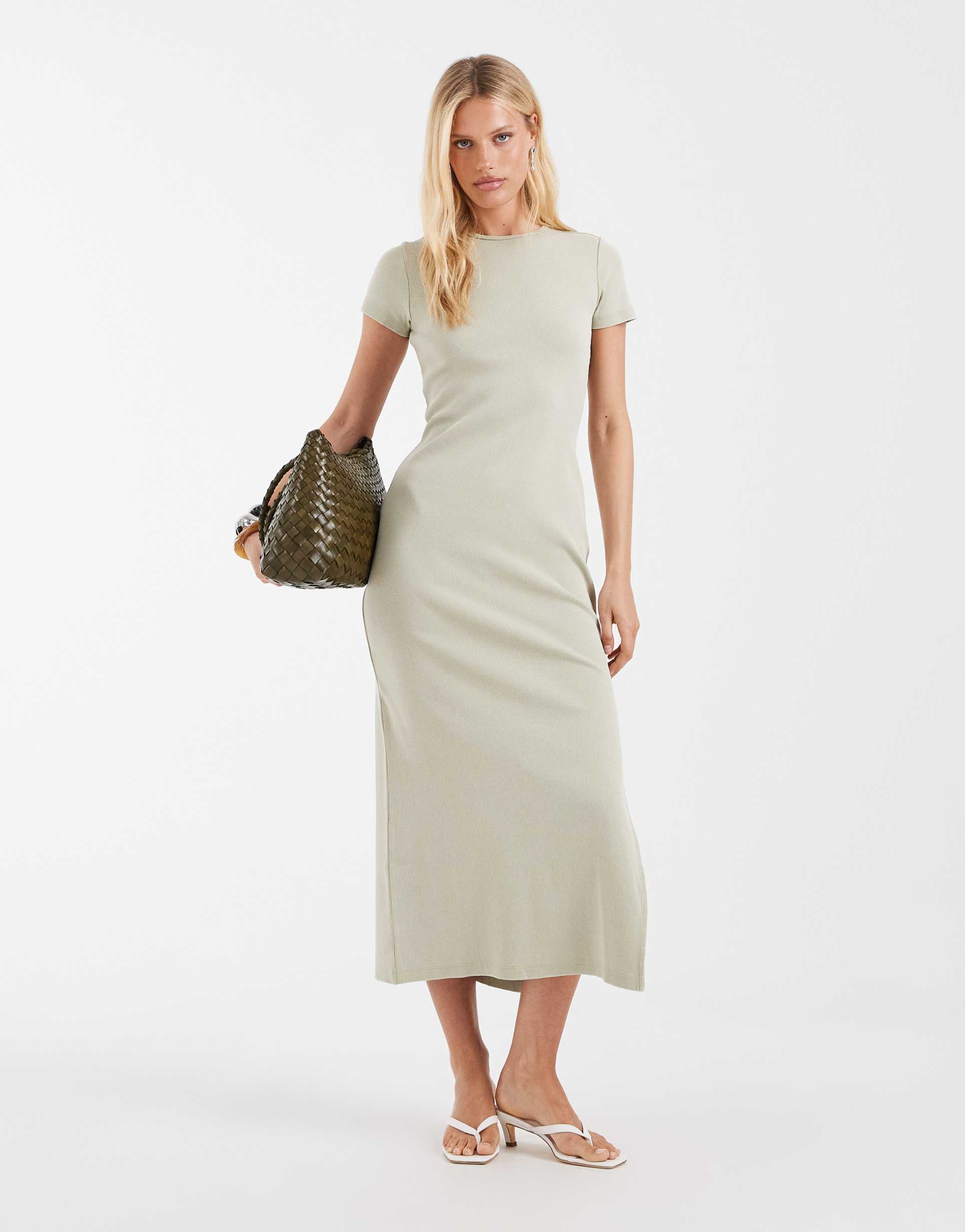 & other stories jersey maxi dress in soft green