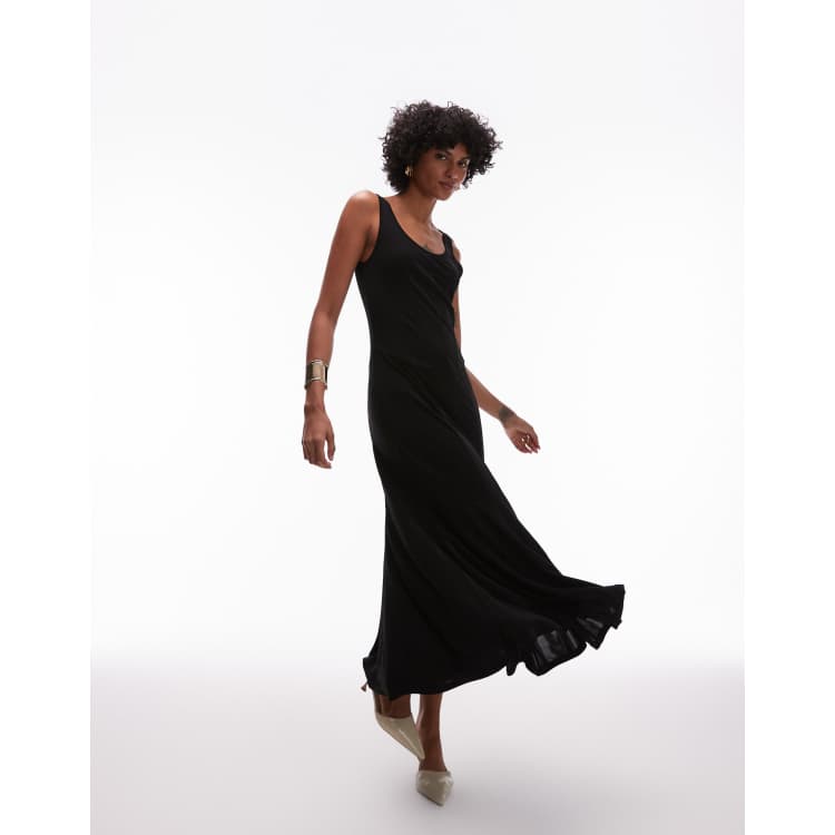 & Other Stories jersey maxi dress with corset bodice and panels in black |  ASOS