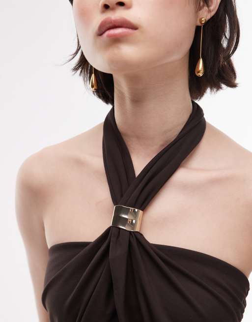 【Open Yy】 LAYERED HALTER NECK JERSEY DRESS 2色 LAYERED HALTER NECK JERSEY DRESS, BEIGE