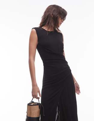 & Other Stories Jersey Midaxi Dress With Drape Detail And Asymmetric Wrap Front