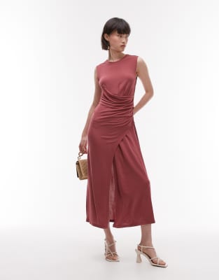 & Other Stories Jersey Midaxi Dress With Drape Detail And Asymmetric Wrap Front