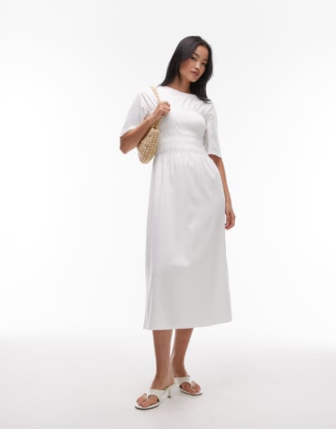 & Other Stories jersey midaxi dress with ruche corset detail in white - view 1