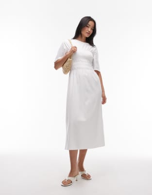 [Other Stories] & Other Stories jersey midaxi dress with ruche corset detail in white S WHITE