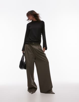 & Other Stories Jersey Relaxed Top With Asymmetric Side Ruche Detail In Black