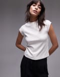 [Other Stories] & Other Stories jersey slim fit top with cap sleeves in white XS WHITE