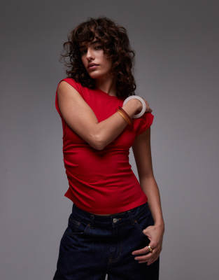 & Other Stories & Other Stories jersey tank top with ruche side detail in red