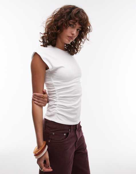 & Other Stories jersey tank top with ruched side detail in white - view 1