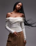 [Other Stories] & Other Stories jersey top with draped off shoulder in off white M Off white
