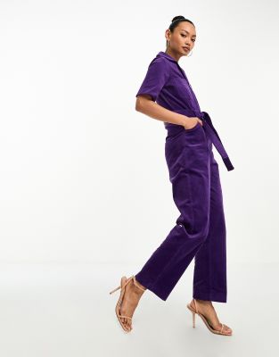 & Other Stories - Jumpsuit met ceintuur in paars