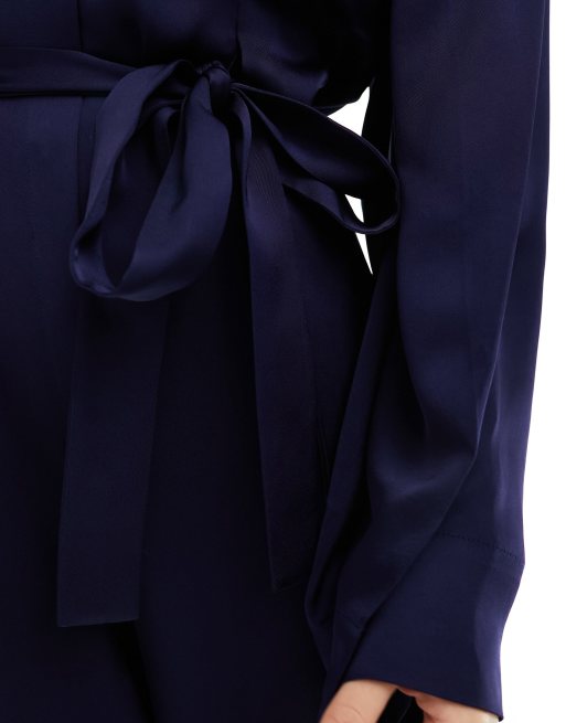 & Other Stories jumpsuit with half belt detail and split sleeves in dark  blue