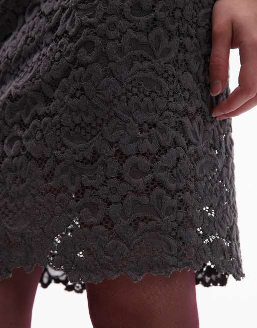 & Other Stories - Jupe mi-longue en dentelle - Gris foncé, 2 de 5