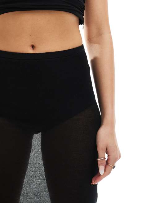 & Other Stories - Jupe mi-longue en maille transparente avec culotte taille haute - Noir, 2 de 5