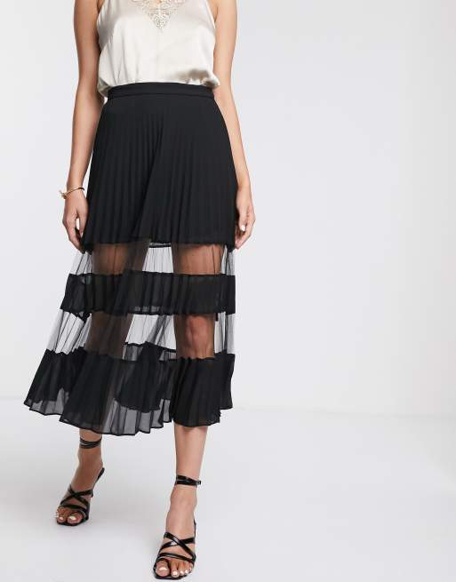 u0026 Other Stories - Jupe mi-longue plissée en tulle - Noir | ASOS