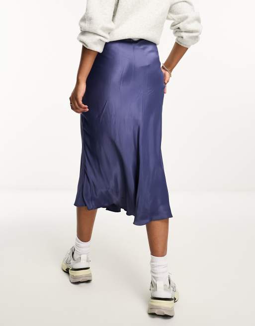 & Other Stories - Jupe nuisette mi-longue en satin - Bleu foncé, 2 de 4
