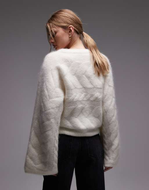 & Other Stories - Kabelstrikket hvid sweater i uldblanding, 2 af 4