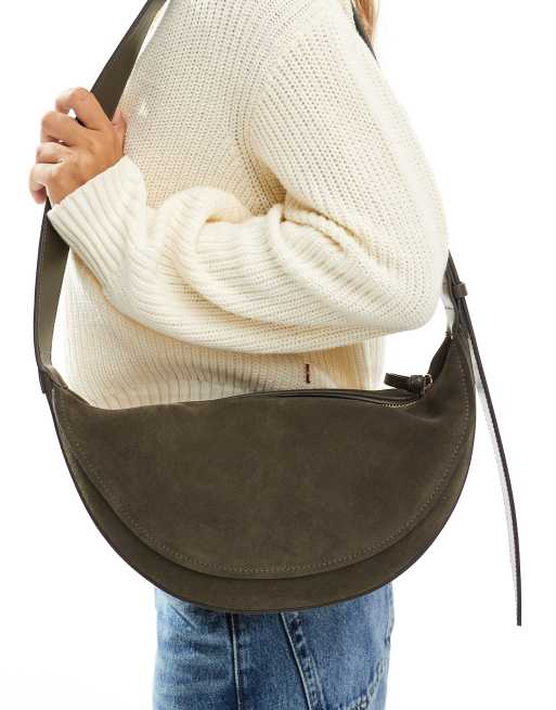 & Other Stories - Kakigrøn halvmåneformet crossbody-taske i ruskind, 4 af 4