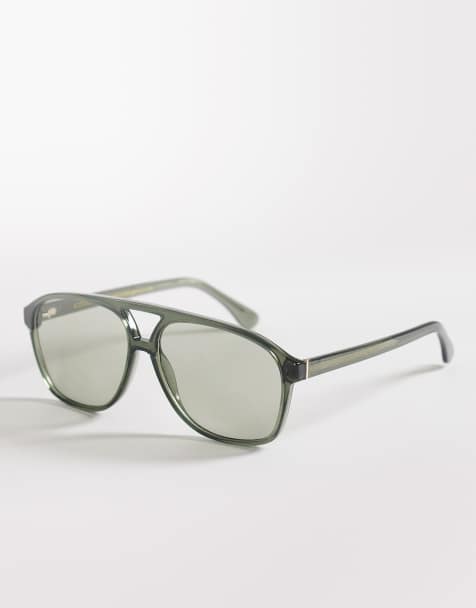 & Other Stories - Kakigrønne aviator-solbriller i retro-stil med etui i hør - view 1