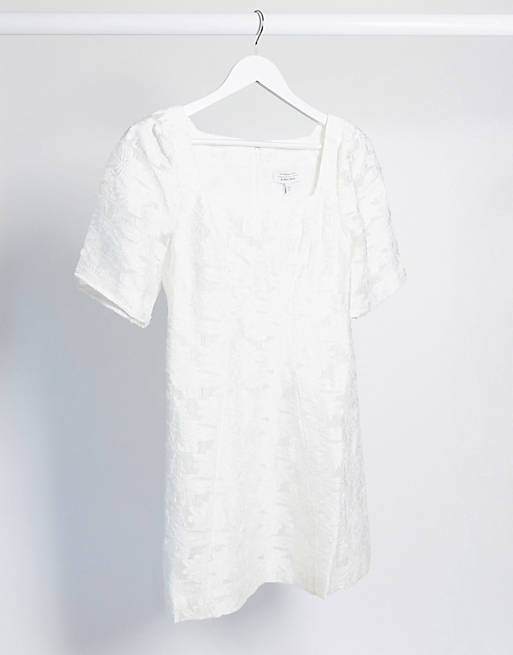 & Other Stories - Kanten mini-jurk met vierkante hals in wit