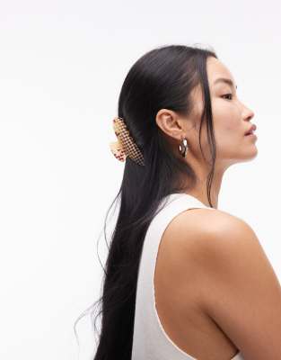 & Other Stories - Karierte Haarspange in Braun und Gelb