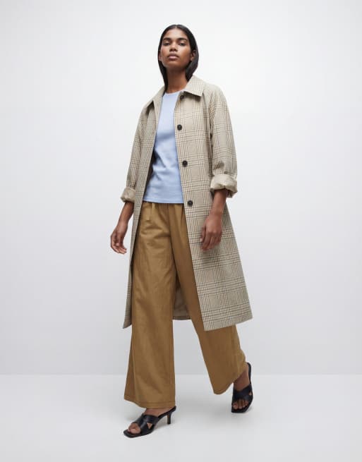 & Other Stories – Karierter Trenchcoat aus reiner Baumwolle in Hellbeige, 8 von 11