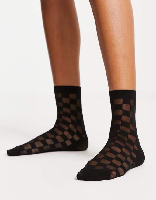 & Other Stories Karin socks in black check print