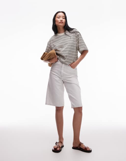& Other Stories – Kastig geschnittenes Oversize-T-Shirt in Beige gestreift, 2 von 4
