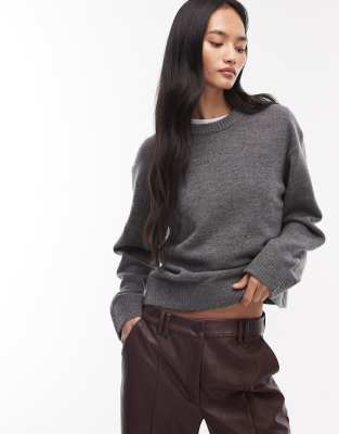 & Other Stories - Kastiger Pullover aus Baumwoll-Wollmix in Dunkelgrau