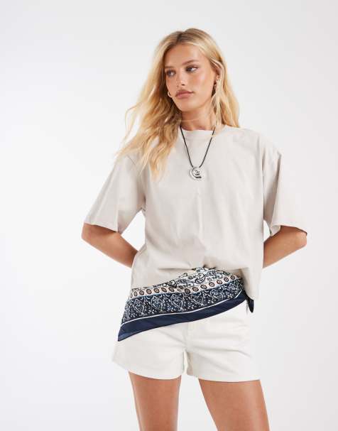 & Other Stories – Kastiges Oversize-T-Shirt in Beige - view 1