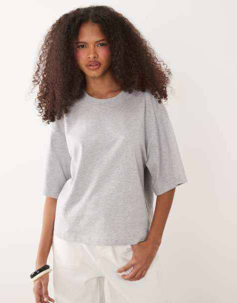 & Other Stories – Kastiges T-Shirt in Grau meliert - view 1