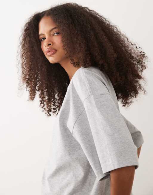 & Other Stories – Kastiges T-Shirt in Grau meliert , 3 von 4