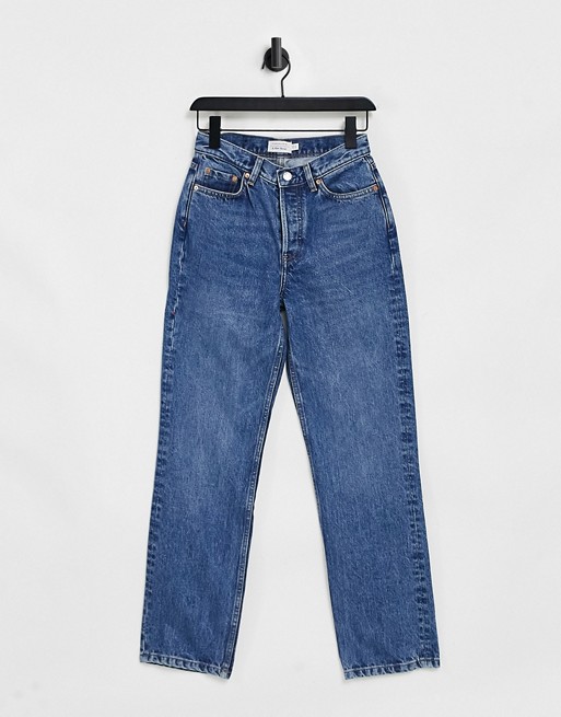 & Other Stories Keeper cotton straight cropped jeans in krepart blue - MBLUE