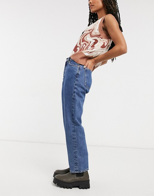 & Other Stories Keeper cotton straight cropped jeans in river blue - MBLUE