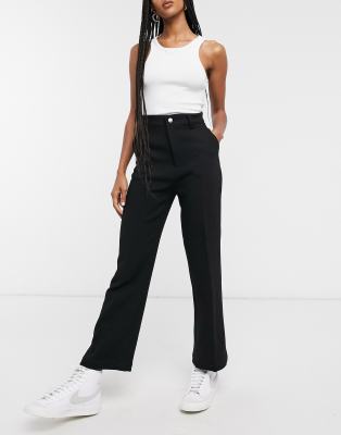 black kick flare trousers