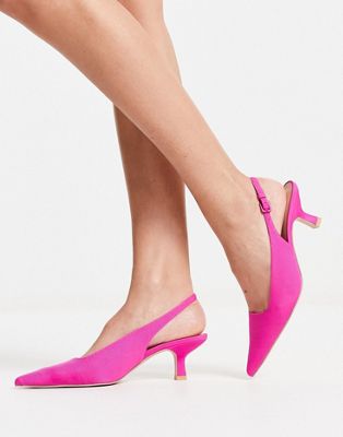 & Other Stories kitten heel slingback shoe in hot pink