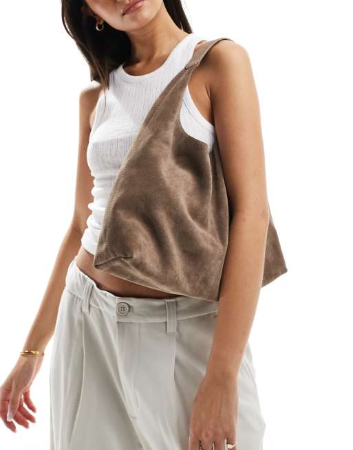 & Other Stories - Kleine suède tote tas in taupe, 4 van 4