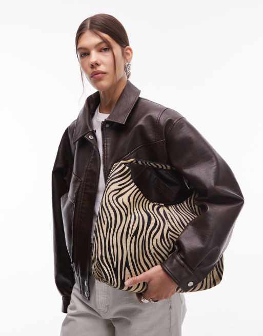 & Other Stories - Kleine tote tas van leer in koeienhaar met zebraprint